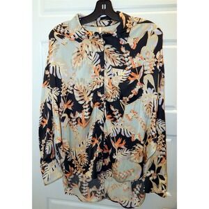 Free People Butterfly Bird of Paradise Long Sleeve Top Button Down Blouse sz‎ S